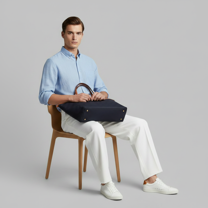 Men's Black Work Pants | Straight Fit Pleated Trousers