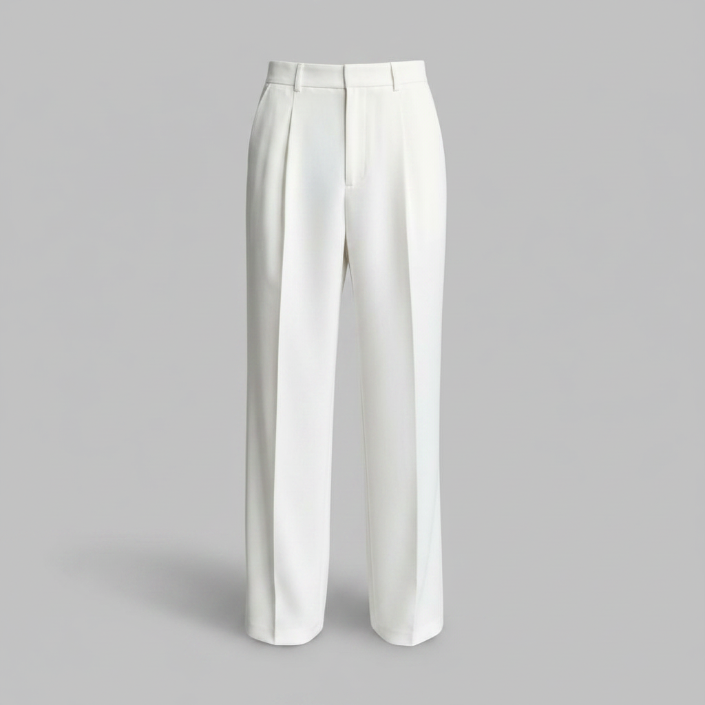 Men's Black Work Pants | Straight Fit Pleated Trousers