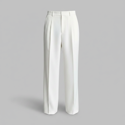 Men's Black Work Pants | Straight Fit Pleated Trousers
