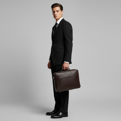 Men's Black Work Pants | Straight Fit Pleated Trousers
