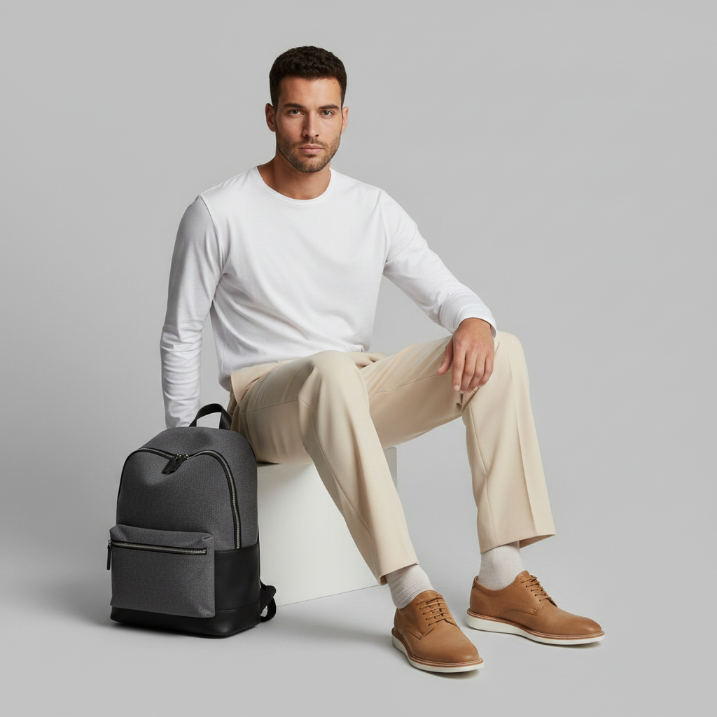 Men's Black Work Pants | Straight Fit Pleated Trousers