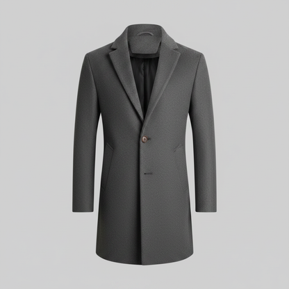 Men's Long Coat | Stylish Notched Lapel Overcoat