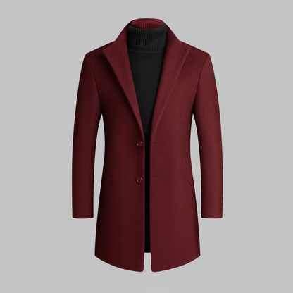Men's Long Coat | Stylish Notched Lapel Overcoat