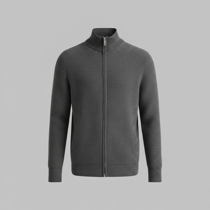 Men's Slim Fit Zip Cardigan | Stylish Ribbed Knit Sweater
