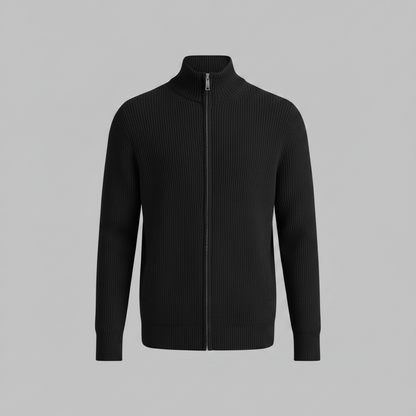Men's Slim Fit Zip Cardigan | Stylish Ribbed Knit Sweater