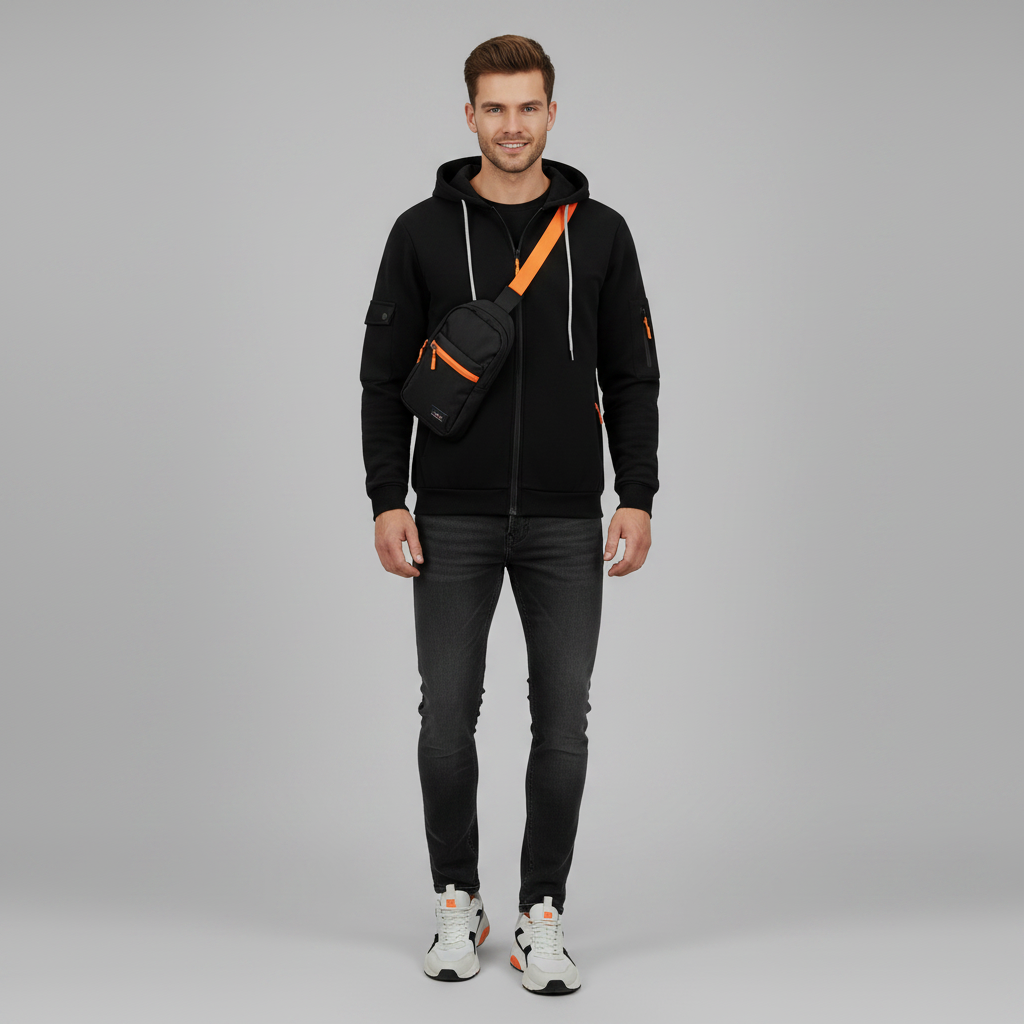 Men's Utility Zip-Up Hoodie | Stylish Casual Sweatshirt