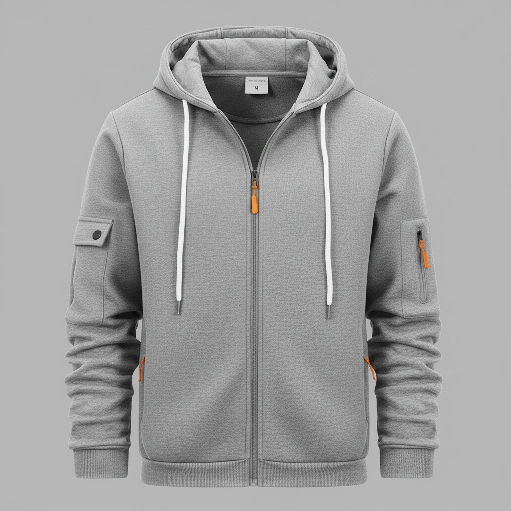 Men's Utility Zip-Up Hoodie | Stylish Casual Sweatshirt