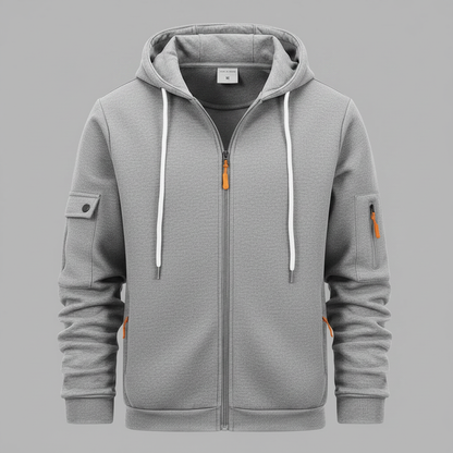Men's Utility Zip-Up Hoodie | Stylish Casual Sweatshirt