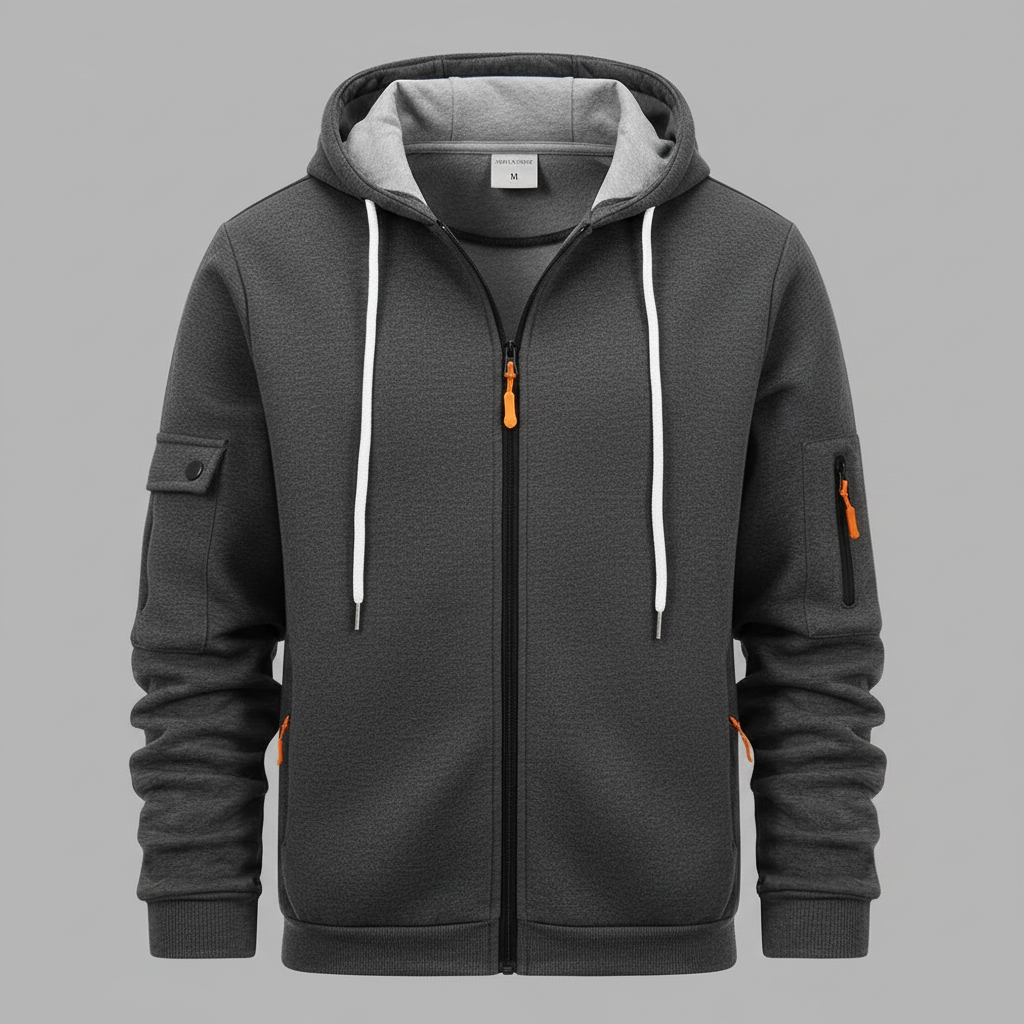 Men's Utility Zip-Up Hoodie | Stylish Casual Sweatshirt