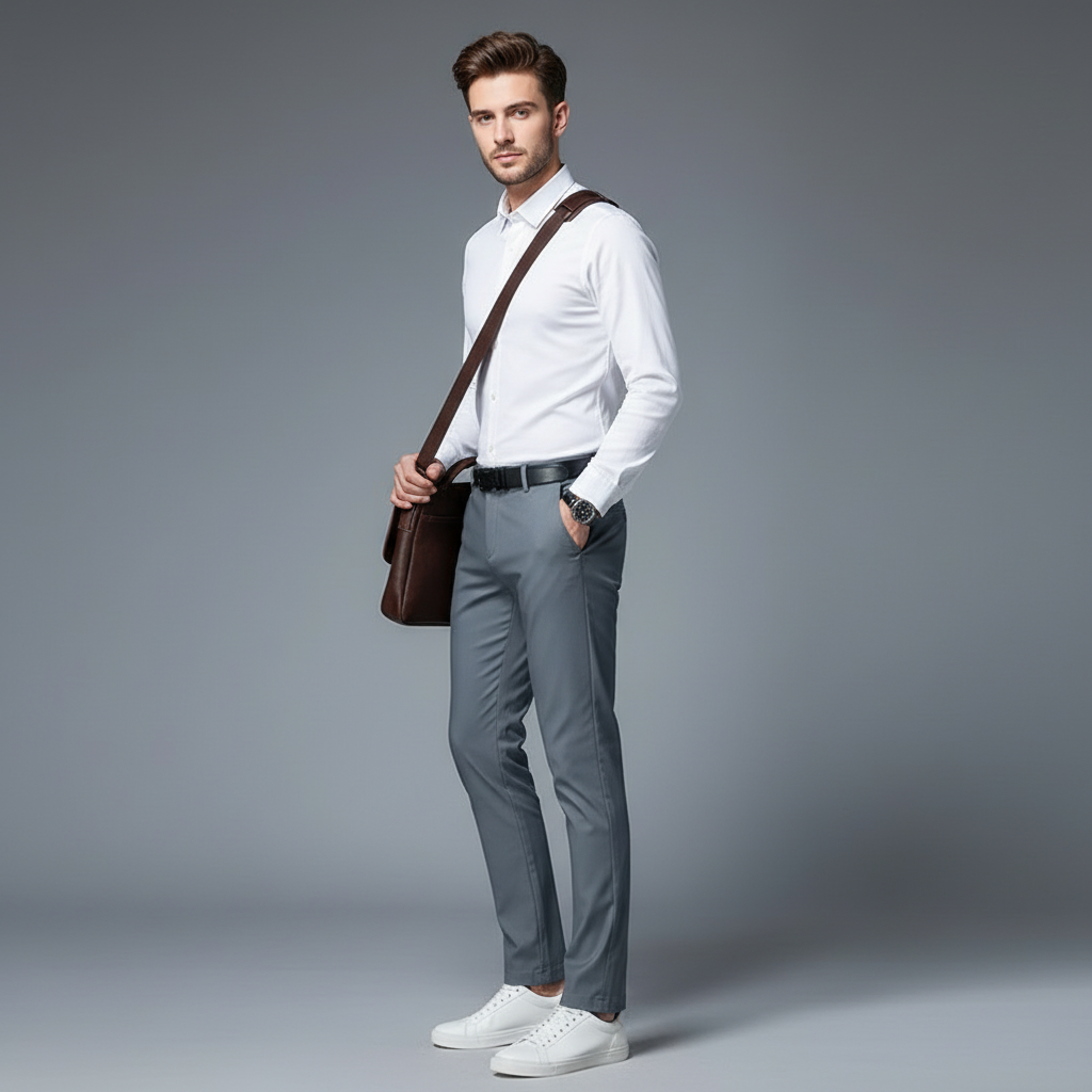 Saul | Men's Slim Fit Trousers in Stretch Fabric