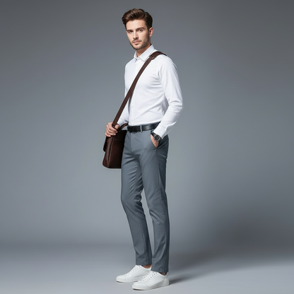 Saul | Men's Slim Fit Trousers in Stretch Fabric
