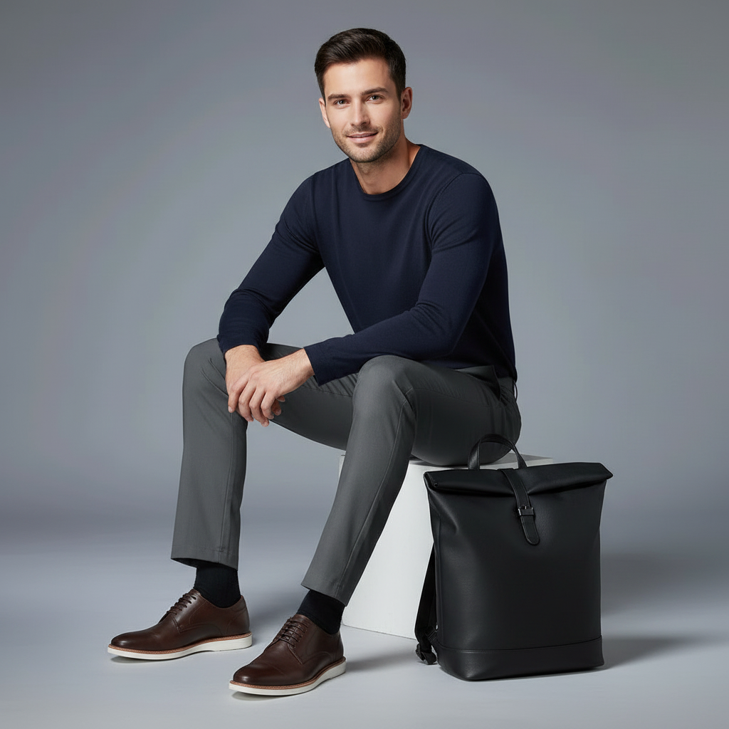 Saul | Men's Slim Fit Trousers in Stretch Fabric